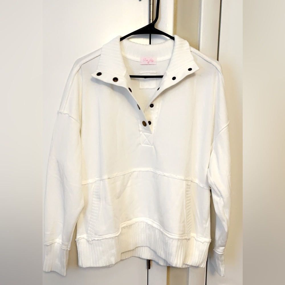 Pink Lily white pullover sweater